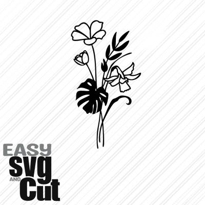 Blumenstrauß Line Art No. 9 SVG Vektorgrafik Plotter und Laserdatei Basteln DIY