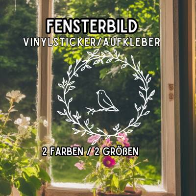Skandi Stil Fensterbild Sticker für Diy Projekte Vogel Kranz Vinylaufkleber in 2 Größen und 2 Farben