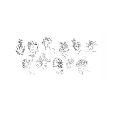 Blumen Line Art Frauen Bundle  - SVG Download Datei - Plotterdatei - Basteln - DIY - Cricut -