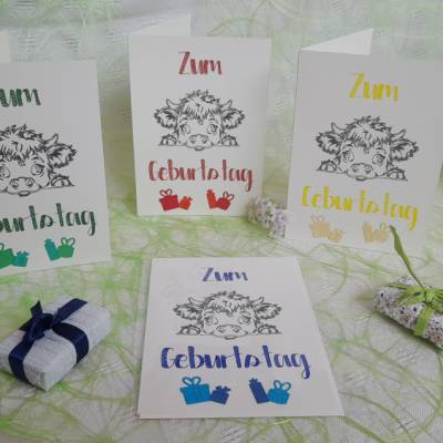 Glückwunschkarte zum Geburtstag - die kleine Kuh gratuliert