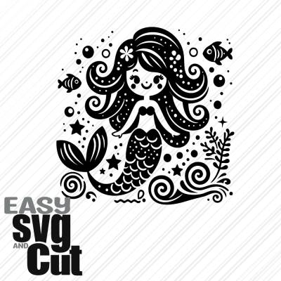 Meerjungfrau No. 2 SVG Vektorgrafik Plotter und Laserdatei Basteln DIY