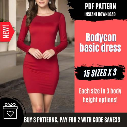 Crewneck Dress Pattern | Stretch Dress Pattern | Roundneck Dress Pattern | Bodycon Dress Pattern | Women Dress Pattern |