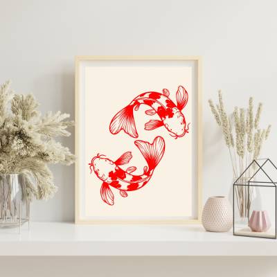 Koi Fisch Fish Nishikigoi Poster -moderne Kunst - Küche Esszimmer Wandkunst Wanddekor - Digital Poster Druck Download -