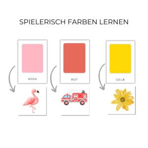 Farblernkarten für Kinder, Lernkarten Farben, Flash Cards zum ausdrucken, Frühforderung Kinder, PDF Bild 2