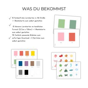 Farblernkarten für Kinder, Lernkarten Farben, Flash Cards zum ausdrucken, Frühforderung Kinder, PDF Bild 3