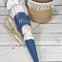 Mädchen Schultüte mit flauschigem Hund aus Stoff 70 cm Bild 2