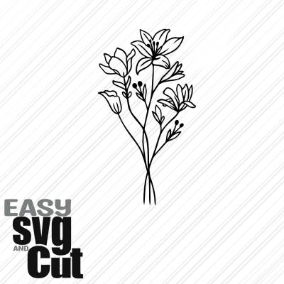Blumenstrauß Line Art No. 16 SVG Vektorgrafik Plotter und Laserdatei Basteln DIY