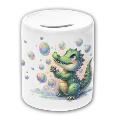 Spardose Motiv Krokodil mit Name / personalisierbar / Sparbüchse / Sparschwein