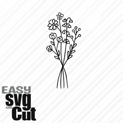 Blumenstrauß Line Art No. 17 SVG Vektorgrafik Plotter und Laserdatei Basteln DIY