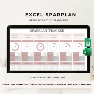 Excel Sparplan, Google Sheets Sparvorlage, Excel-Tabelle für Finanzen Bild 1