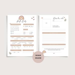 Babyparty Ratespiel, Ausfüllkarten Wünsche-Karten für Babyparty, Boho Regenbogen stil, zum Ausdrucken Bild 2