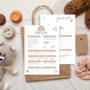Babyparty Ratespiel, Ausfüllkarten Wünsche-Karten für Babyparty, Boho Regenbogen stil, zum Ausdrucken Bild 3