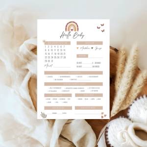 Babyparty Ratespiel, Ausfüllkarten Wünsche-Karten für Babyparty, Boho Regenbogen stil, zum Ausdrucken Bild 5