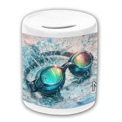Spardose Motiv Schwimmen mit Name / personalisierbar / Sparbüchse / Sparschwein