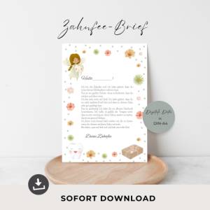 Brief von der Zahnfee Vorlage, Wackelzahn verloren Belohnung, Zahnfee Brief zum Ausdrucken, Post von der Zahnfee Geschen Bild 1