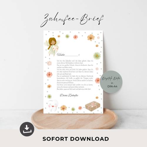 Brief von der Zahnfee Vorlage, Wackelzahn verloren Belohnung, Zahnfee Brief zum Ausdrucken, Post von der Zahnfee Geschen