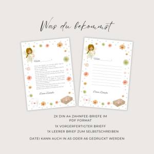 Brief von der Zahnfee Vorlage, Wackelzahn verloren Belohnung, Zahnfee Brief zum Ausdrucken, Post von der Zahnfee Geschen Bild 2