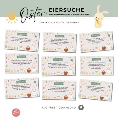 Ostern Schnitzeljagd Outdoor, Eier suche für den Garten, Download zum ausdrucken