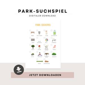 Park Schatzsuche für Unterwegs, Natur Schnitzeljagd zum Ausdrucken, Spielidee für Kindergeburtstage Bild 1