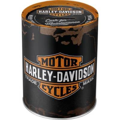 Harley-Davidson Spardose Genuine Oil – Biker Sparschwein aus Stahlblech im Used Look