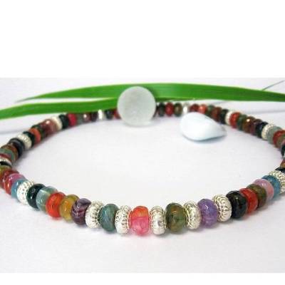 ;Regenbogen Edelsteinkette aus Achat Multicolor
