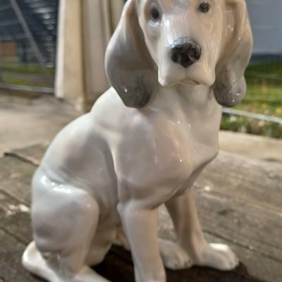 Sitzender Hund Porzellanfigur Copenhagen – Perfekter Zustand, H 21 cm, B 17 cm