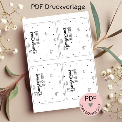 Digitale Datei, PDF-Druckvorlage Tütenklappe, DANKE FÜR DIE KUNTERBUNTE ZEIT, Geschenktütchen, Erzieherin, Kita