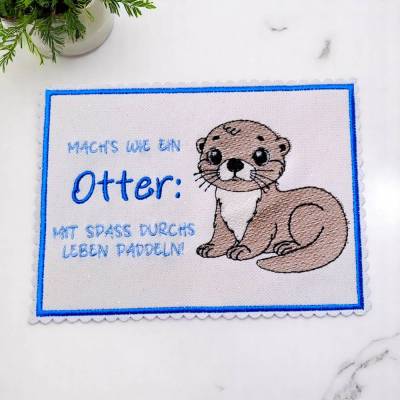 Stickdateien Set Otter & Spruch – 4 Motive ab 10x10 cm – Shabby Stil, für Deko & Geschenke