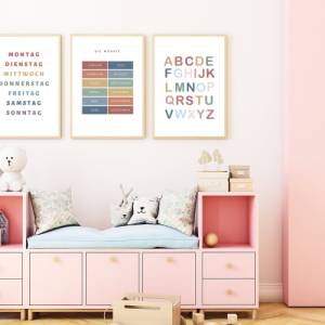 Poster SET für Kinderzimmer als Download, ABC-, Zahlen-, Wetter-, Gefühle-,Farben-,Monate-, Wochentage Lernposter Bild 4