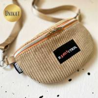 Unikat / Trendy Crossbag / Crossbody / HipBag / Bauchtasche / Gürteltasche / Umhängetasche aus Cord in Beige Bild 1