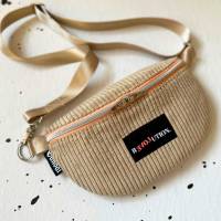 Unikat / Trendy Crossbag / Crossbody / HipBag / Bauchtasche / Gürteltasche / Umhängetasche aus Cord in Beige Bild 4