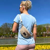 Unikat / Trendy Crossbag / Crossbody / HipBag / Bauchtasche / Gürteltasche / Umhängetasche aus Cord in Beige Bild 9