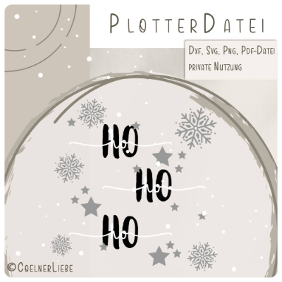 Plottdesign Weihnachten – Ho Ho Ho Datei mit Sternen & Schneeflocken für festliche DIY-Projekte