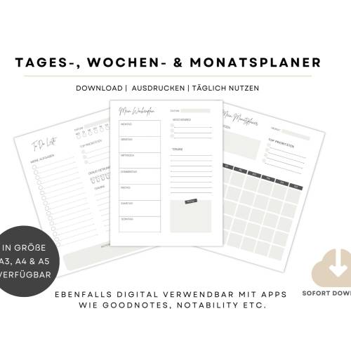 To-do-Liste, Wochen- & Tagesplaner in DIN-A3,-A4,-A5 für Familien als  PDF-Druck oder Digital nutzbar