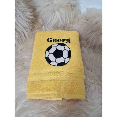 Handtuch Fußball gelb schwarz mit Namen bestickt W1598