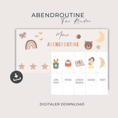 Abendroutine Kinder Montessori – Boho Abendpaner zum Ausdrucken & Umklappen