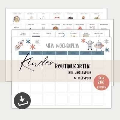 Routinekarten für Kinder zum ausdrucken, Wochen- & Tagesplan in  A4 + A3  , PDF sofort Download