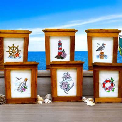 Stickdateien Set Maritimes Scribble 01 – Küstenmotive ab 10x10 Rahmen
