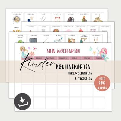 Routinekarten Kinder digital, Wochenplan Tagesplan Kinder Montessori A4 + A3  , PDF sofort Download