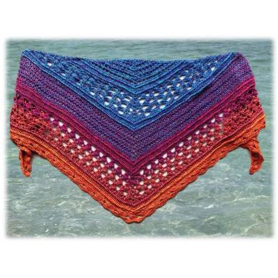 Häkelanleitung flaches Dreieckstuch „Meeresgruß“ – maritimes Muster, Urlaubsträume & Anleitung mit Häkelschrift