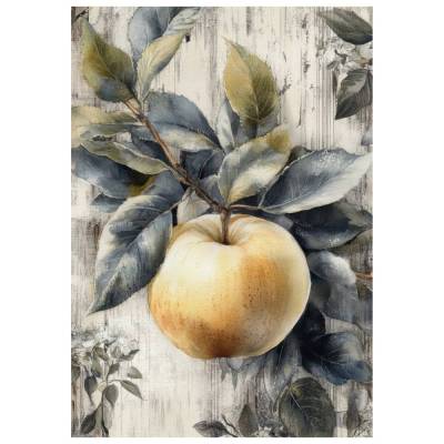 Reispapier - Motiv Strohseide - A4 - Decoupage - Vintage - Shabby - Apfel - Landhaus - 200555