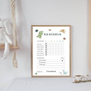 Belohnungstafel für Kinder im Dinodesign , Montessori inspiriert, Wochenplan als PDF Download zum runterladen Bild 3