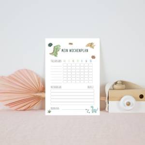 Belohnungstafel für Kinder im Dinodesign , Montessori inspiriert, Wochenplan als PDF Download zum runterladen Bild 5