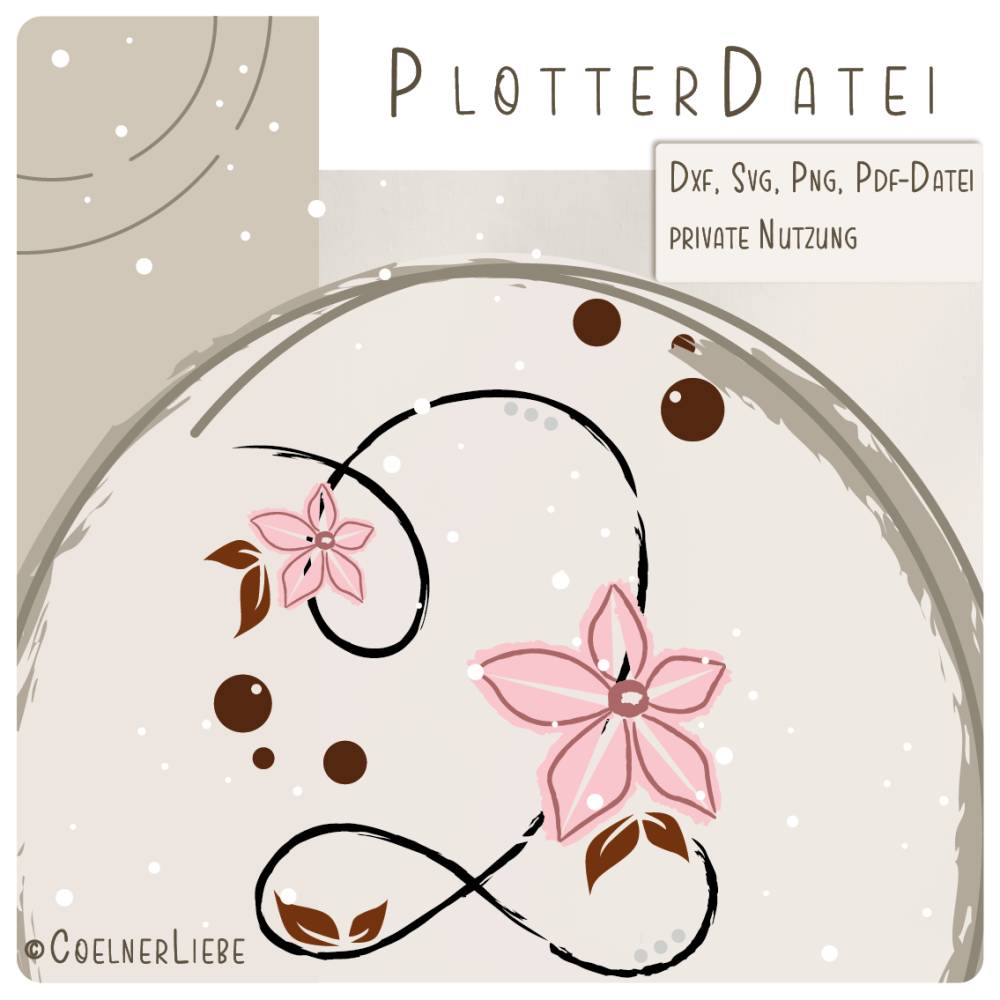 Plottdesign Geburtstagsblume Zahl 2 – Florale Plotterdatei für kreative Geburtstagsdeko Bild 1