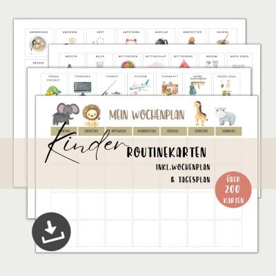 Routinekarten für Kinder, Wochen- & Tagesplan Montessori inspiriert, Druckbar in  A4 + A3  , PDF