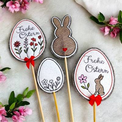 Stickdateien Set ITH Oster Blumenstecker – Frühlingshafte Deko ab 10x10 Rahmen