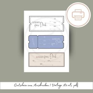 blanko Gutscheine zum Ausdrucken, Shopping, Essen gehen... druckbares Last Minute Geschenk Druckvorlage Geschenk Bild 1