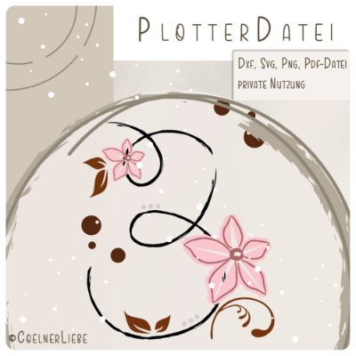 Plottdesign Geburtstagsblume Zahl 3 – Florale Plotterdatei für kreative Geburtstagsdeko