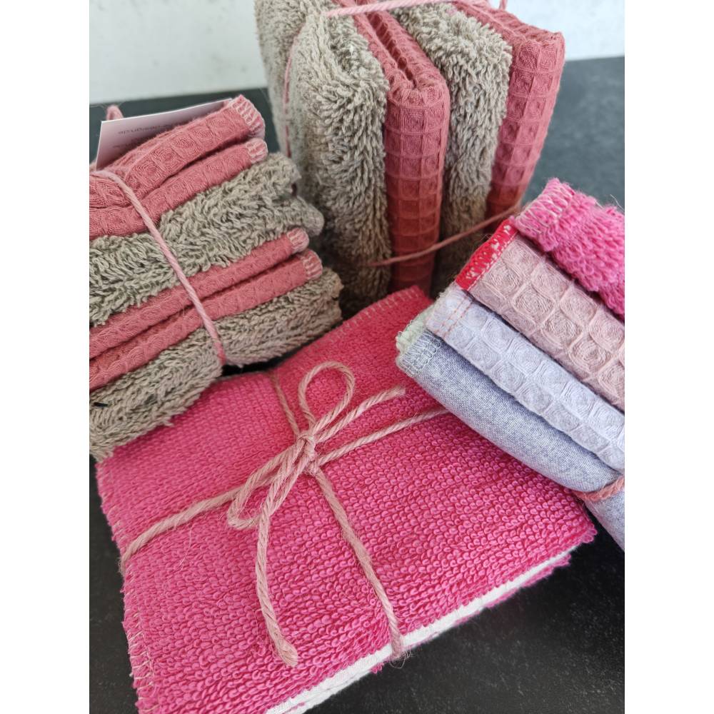 Spültuch Spüllappen aus Waffel Piqué und Frottee waschbar, wieder