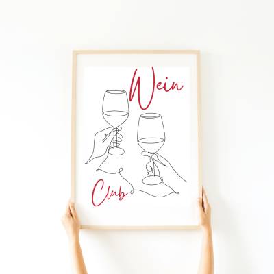 Wein Club Poster -  Küche Esszimmer Wandkunst - Digital Poster Druck Download